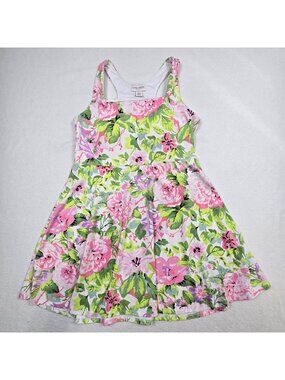 Laura Ashley XL Floral Tennis Beach Golf Dress Pickleball UPF 50 Green & Pink